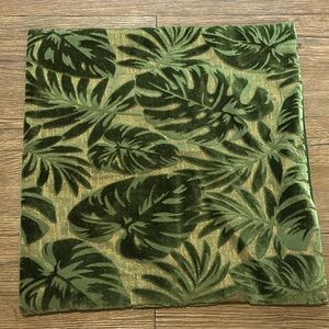 Green Velvet Palm Leaf Throw Pillow Cover